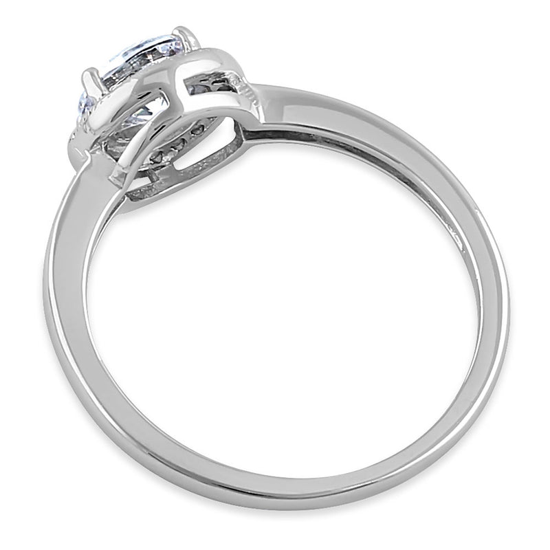 Sterling Silver Elegant Round Halo Clear CZ Ring