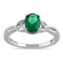 Sterling Silver Charmed Oval Green CZ Ring
