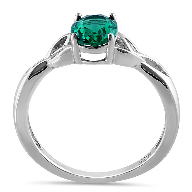 Sterling Silver Charmed Oval Green CZ Ring