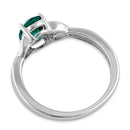Sterling Silver Charmed Oval Green CZ Ring