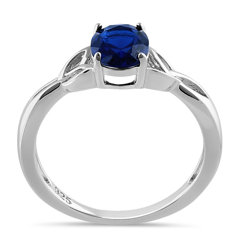 Sterling Silver Charmed Oval Blue CZ Ring