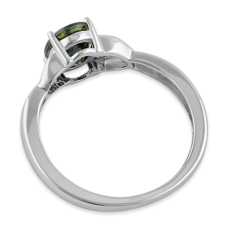 Sterling Silver Charmed Oval Peridot CZ Ring