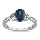 Sterling Silver Charmed Oval Rainbow CZ Ring
