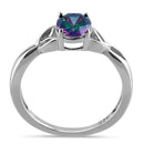 Sterling Silver Charmed Oval Rainbow CZ Ring