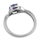 Sterling Silver Charmed Oval Rainbow CZ Ring