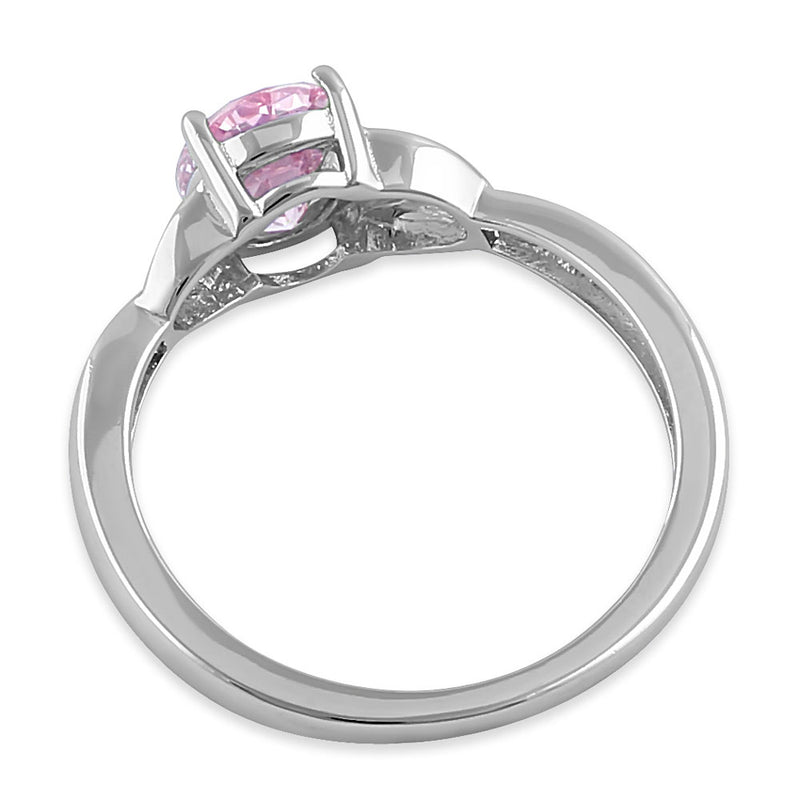 Sterling Silver Charmed Oval Pink CZ Ring
