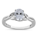 Sterling Silver Charmed Oval Clear CZ Ring