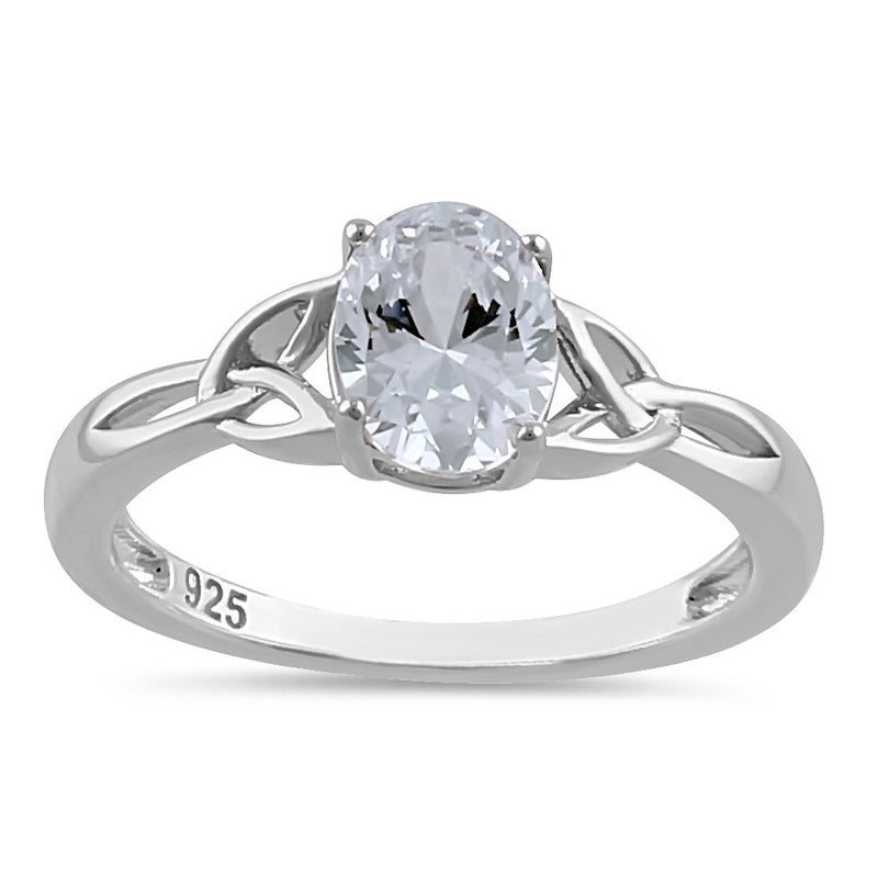 Sterling Silver Charmed Oval Clear CZ Ring