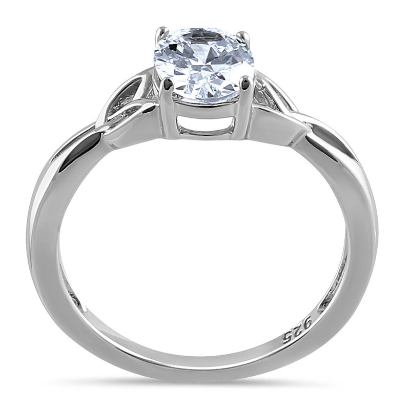 Sterling Silver Charmed Oval Clear CZ Ring