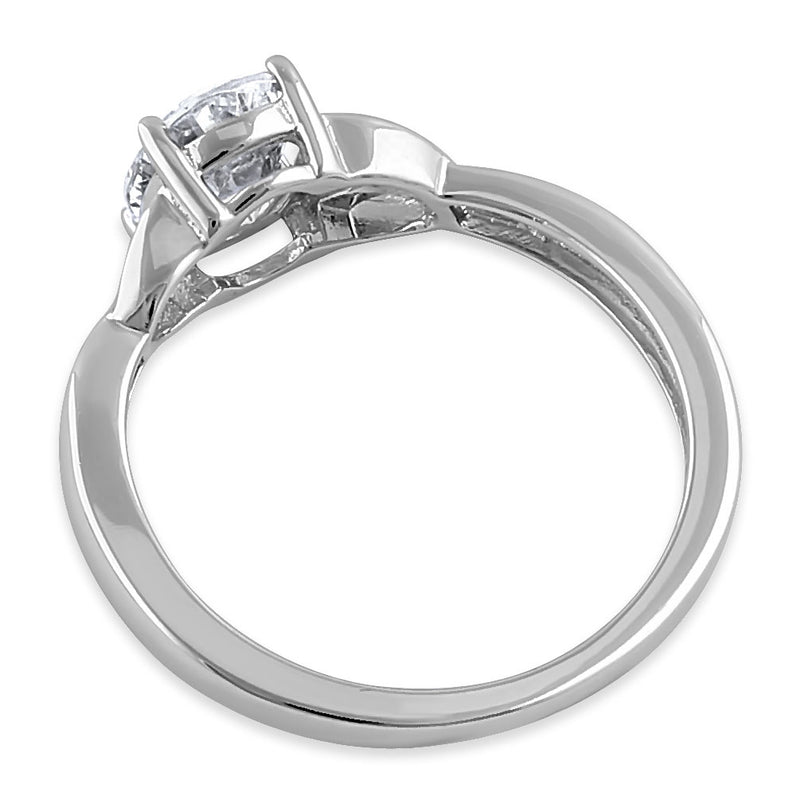 Sterling Silver Charmed Oval Clear CZ Ring