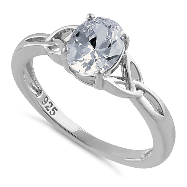 Sterling Silver Charmed Oval Clear CZ Ring