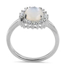 Sterling Silver Oval Mother of Pearl Opal CZ Ring