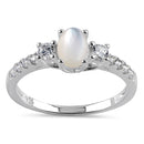 Sterling Silver Oval Mother of Pearl CZ Ring