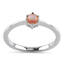 Sterling Silver Round Pink Mother of Pearl Ring