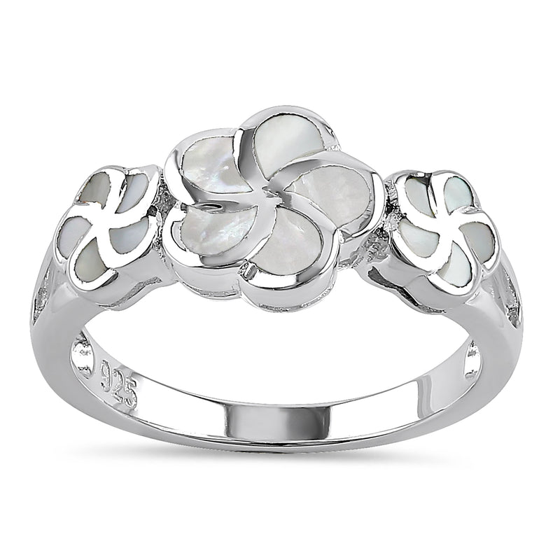 Sterling Silver Plumeria Mother of Pearl Ring