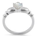 Sterling Silver Claddagh Mother of Pearl CZ Ring
