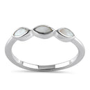 Sterling Silver Triple Marquise Mother of Pearl Ring