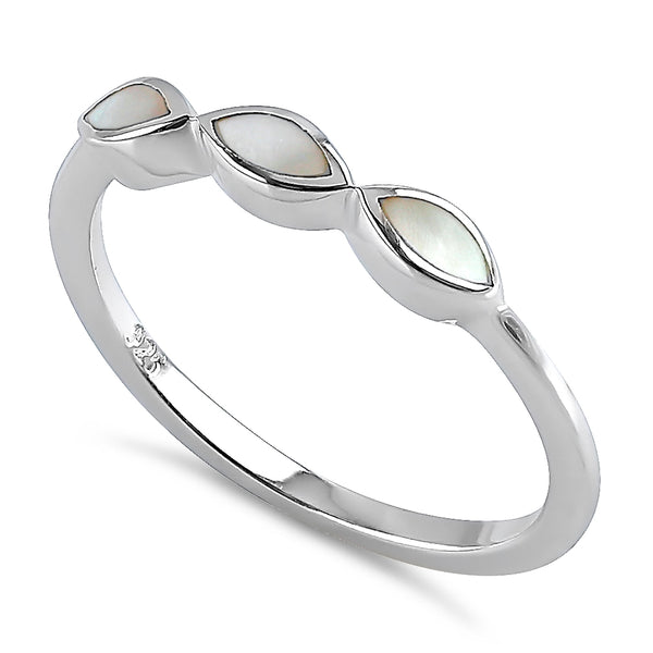 Sterling Silver Triple Marquise Mother of Pearl Ring