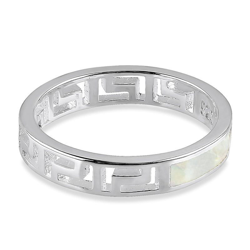 Sterling Silver Greek Mother of Pearl Band Ring