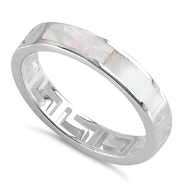 Sterling Silver Greek Mother of Pearl Band Ring