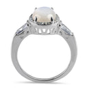 Sterling Silver Oval Mother of Pearl CZ Ring