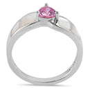 Sterling Silver Pink Center Trillion Cut Stone Mother of Pearl Ring