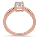 Sterling Silver 6mm Round Clear CZ Rose Gold Plated Ring