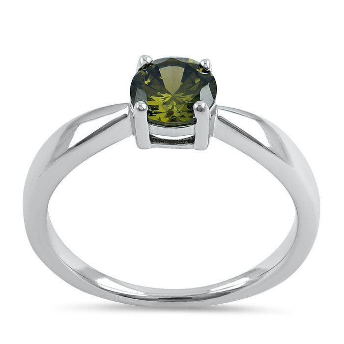 Sterling Silver 6mm Round Peridot CZ Ring
