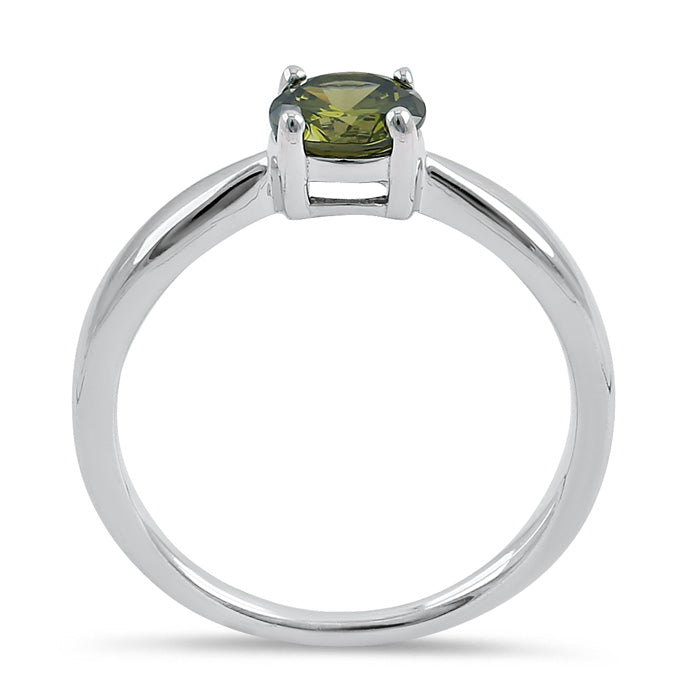 Sterling Silver 6mm Round Peridot CZ Ring