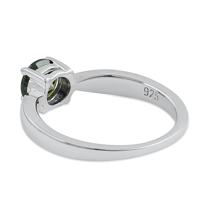 Sterling Silver 6mm Round Peridot CZ Ring