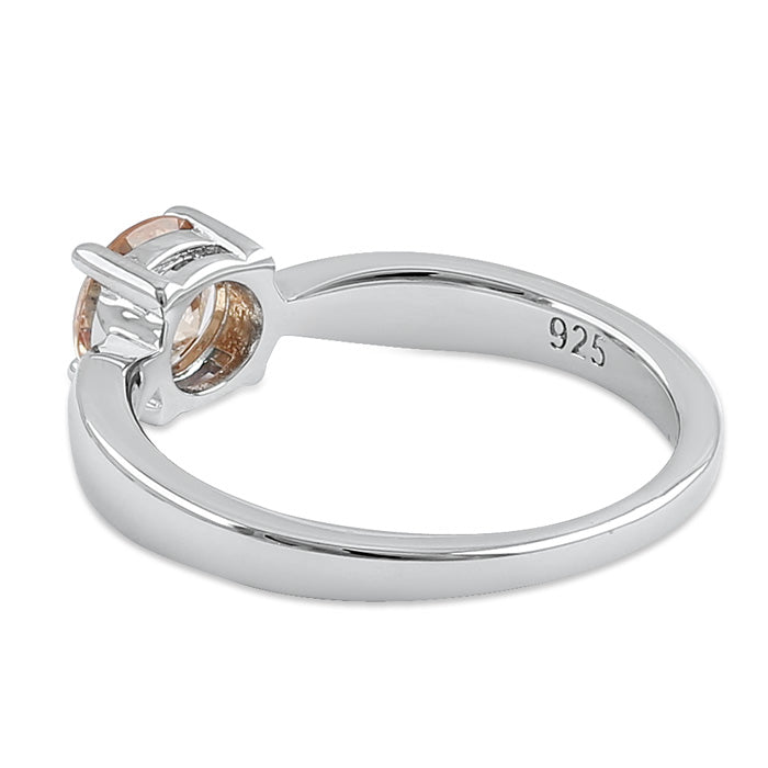 Sterling Silver 6mm Round Champaign CZ Ring