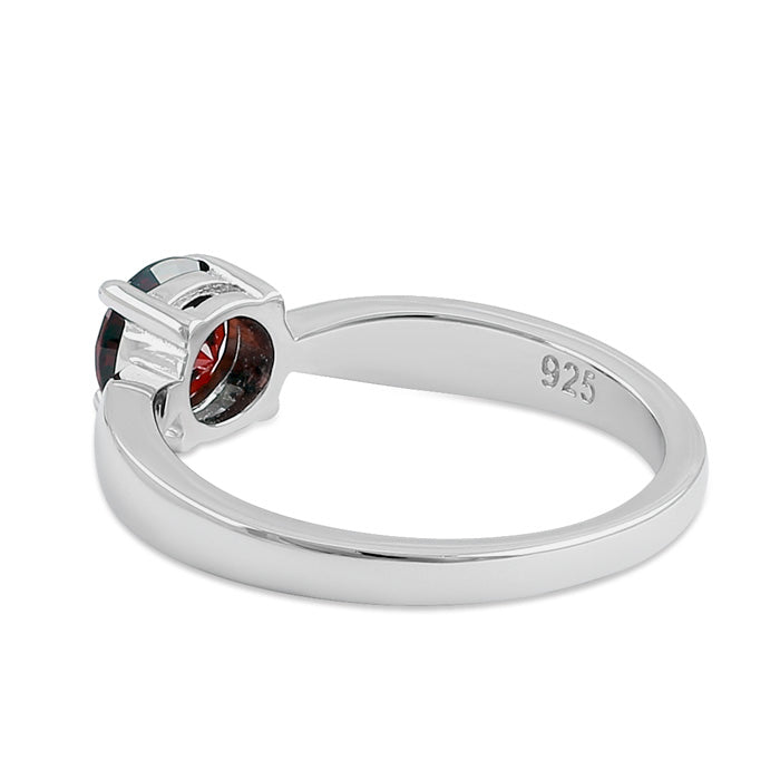 Sterling Silver 6mm Round Dark Garnet CZ Ring