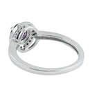 Sterling Silver Elegant Round Halo Amethyst CZ Ring