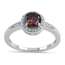 Sterling Silver Elegant Round Halo Rhodolite CZ Ring