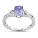 Sterling Silver Charmed Lavender Oval  CZ Ring