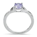 Sterling Silver Charmed Lavender Oval  CZ Ring