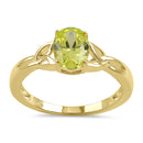 Sterling Silver Gold Plated Charmed Oval Apple Green CZ Ring