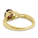 Sterling Silver Gold Plated Charmed Oval Rainbow CZ Ring