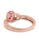 Sterling Silver Rose Gold Plated Charmed Oval Pink CZ Ring