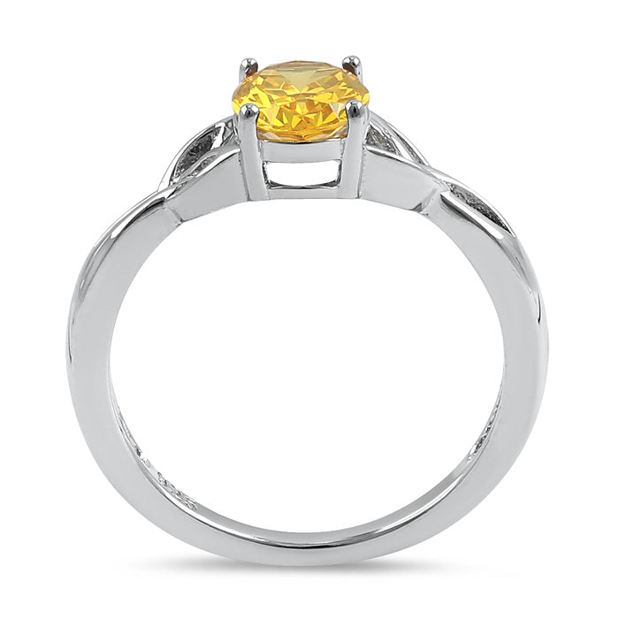 Sterling Silver Charmed Oval Golden Yellow CZ Ring