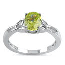 Sterling Silver Charmed Oval Apple Green CZ Ring