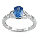 Sterling Silver Charmed Oval Light Blue CZ Ring