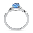 Sterling Silver Charmed Oval Light Blue CZ Ring