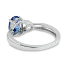 Sterling Silver Charmed Oval Light Blue CZ Ring