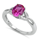 Sterling Silver Charmed Oval Ruby CZ Ring