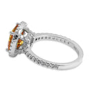 Sterling Silver Cushion Cut Golden Yellow and Clear CZ Ring