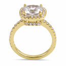 Sterling Silver Gold Plated Cushion Cut Clear CZ Ring