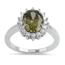 Sterling Silver Peridot Oval CZ Ring