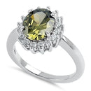 Sterling Silver Peridot Oval CZ Ring