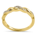 Sterling Silver Gold Plated Braided CZ Ring